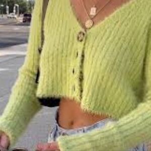 Better Be Neon Green Cropped Cardigan